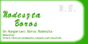 modeszta boros business card
